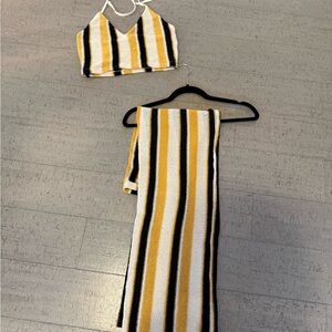 Zara Yellow and Black Striped Knit Set - worn once